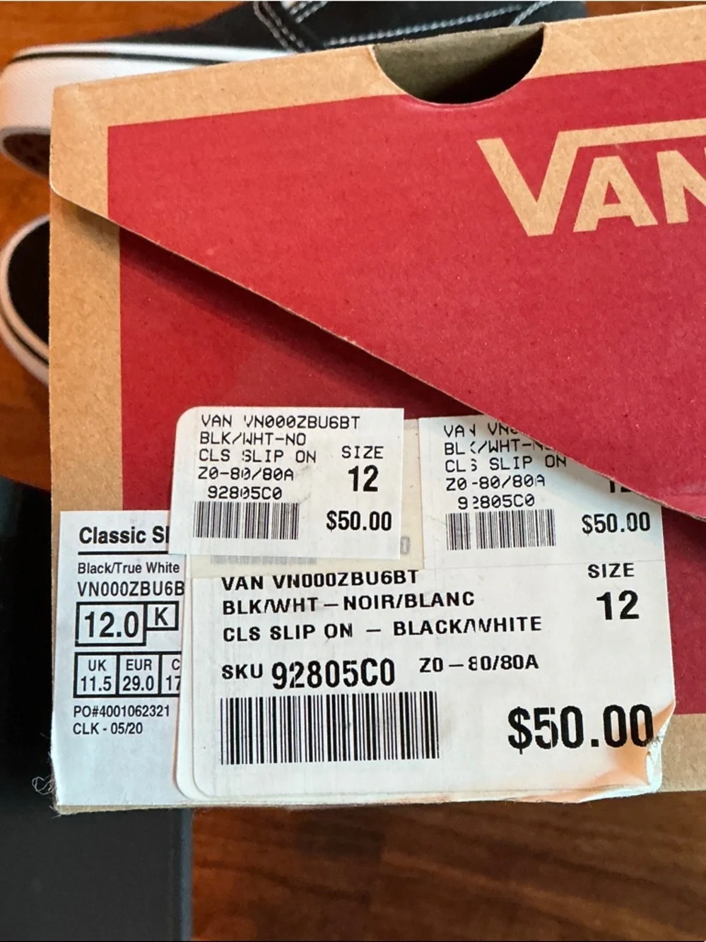 Vans NWT original kids 12 slip on sneakers - Picture 6 of 6